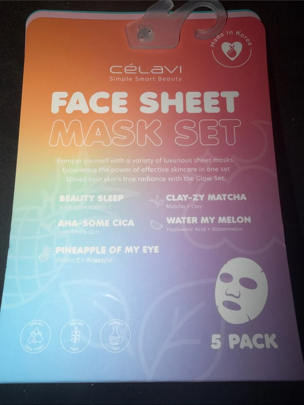 Célavi Face Sheet Mask 5 pc Set - Multicolor